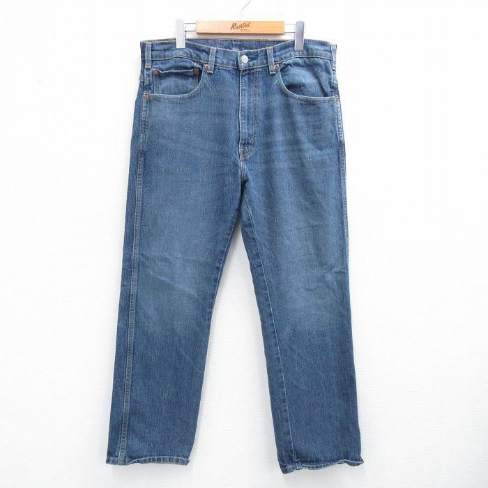 W35★古着 リーバイス Levis ジーンズ メンズ ヒゲ 紺 ネイビー デニム 25aug04 中古 ボトムス ジーパン Gパン ロング パンツ