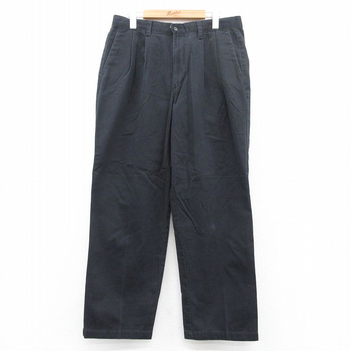 W34★古着 ドッカーズ パンツ メンズ 00年代 00s コットン 黒 ブラック 25aug04 中古 ボトムス ロング