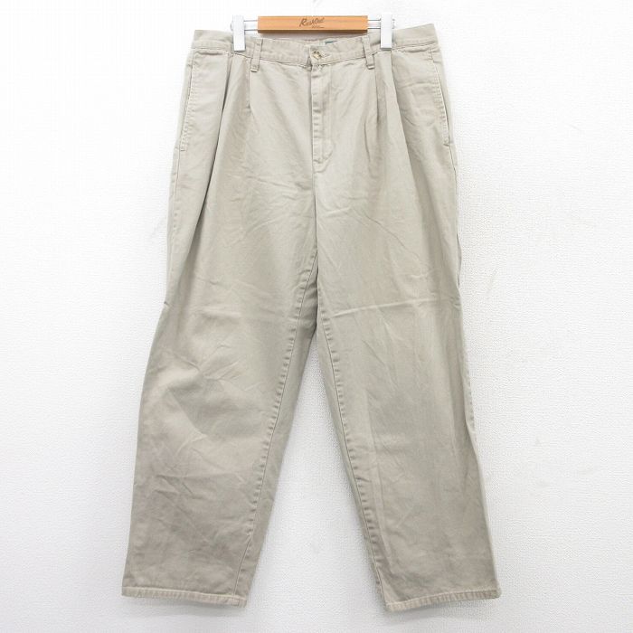 【50%OFF】W34★古着 パンツ メンズ 90年代 90s コットン ベージュ カーキ 25aug04 中古 ボトムス ロング