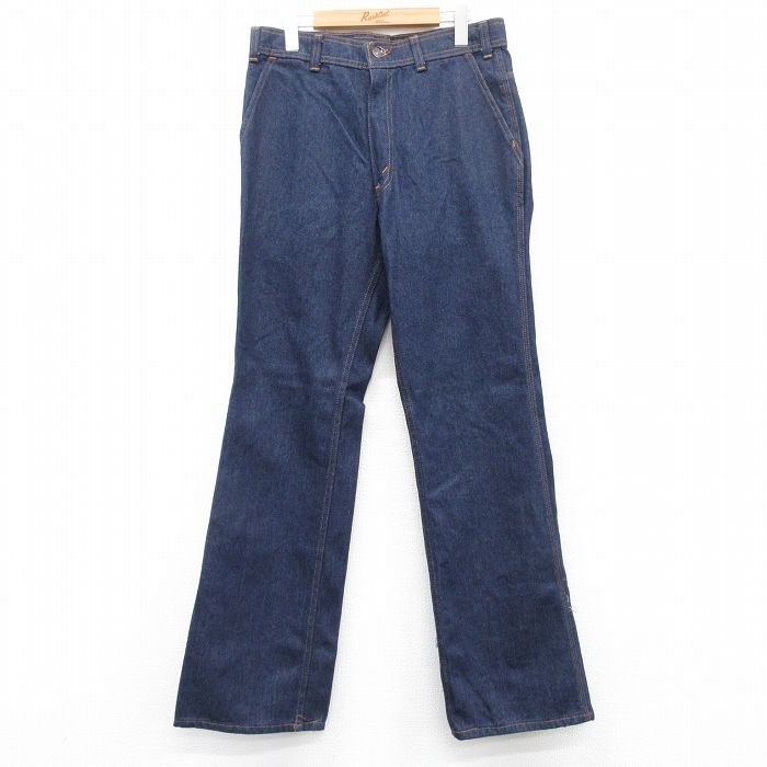 W31★古着 リーバイス Levis ジーンズ メンズ 80年代 80s フレア ブーツカット タロン 濃紺 ネイビー デニム 【spe】 25aug04 中古 ボトムス ジーパン Gパン ロング パンツ