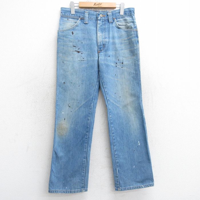 W33★古着 ジーンズ メンズ 80年代 80s ヒゲ コットン USA製 タロン 紺 ネイビー デニム 【spe】 25aug05 中古 ボトムス ジーパン Gパン ロング パンツ