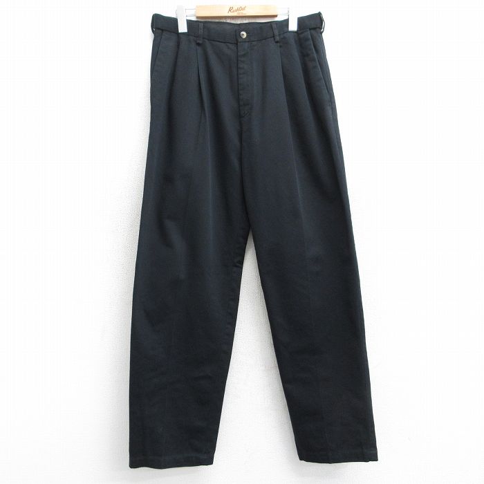 【20%OFF】W32★古着 HAGGAR パンツ メンズ コットン 黒 ブラック 25aug05 中古 ボトムス ロング