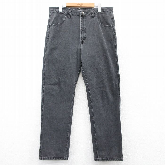 【20%OFF】W36★古着 ラスラー ジーンズ メンズ コットン 黒 ブラック デニム 25aug06 中古 ボトムス ジーパン Gパン ロング パンツ