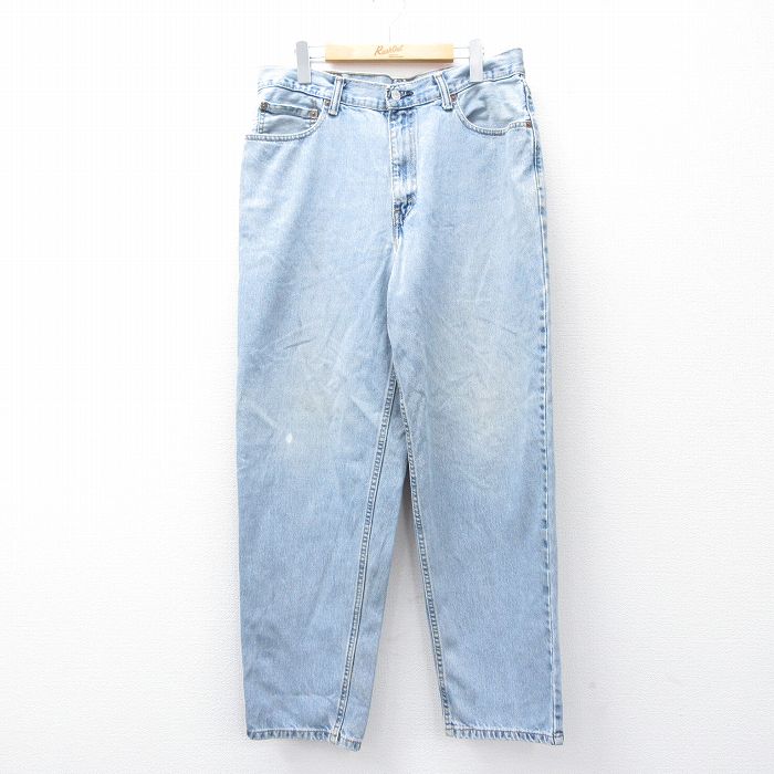 W34★古着 リーバイス Levis 560 ジーンズ メンズ テーパード コットン 薄紺 ネイビー デニム 25aug07 中古 ボトムス ジーパン Gパン ロング パンツ