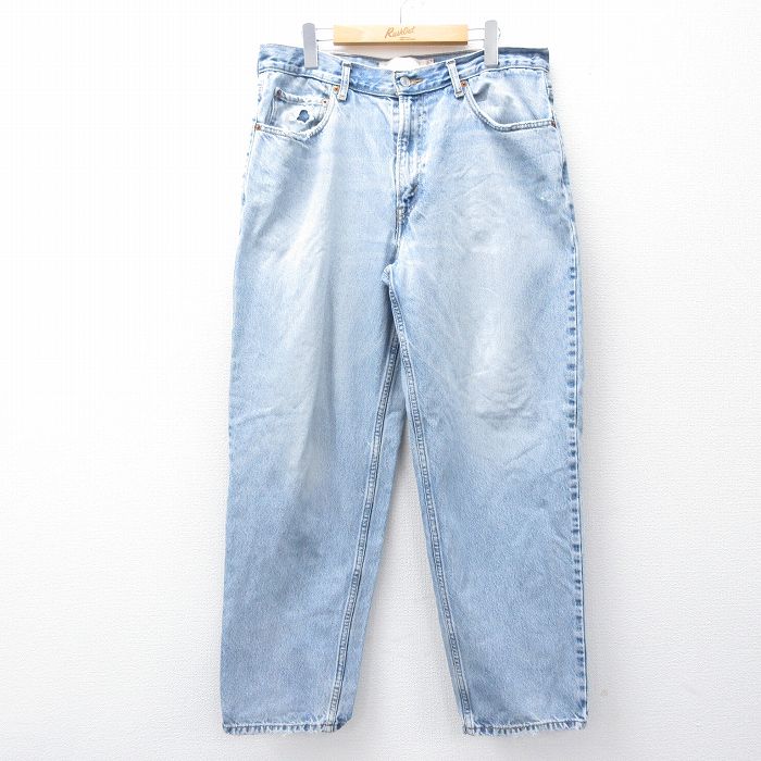 W34★古着 リーバイス Levis 560 ジーンズ メンズ テーパード コットン 薄紺 ネイビー デニム 25aug07 中古 ボトムス ジーパン Gパン ロング パンツ