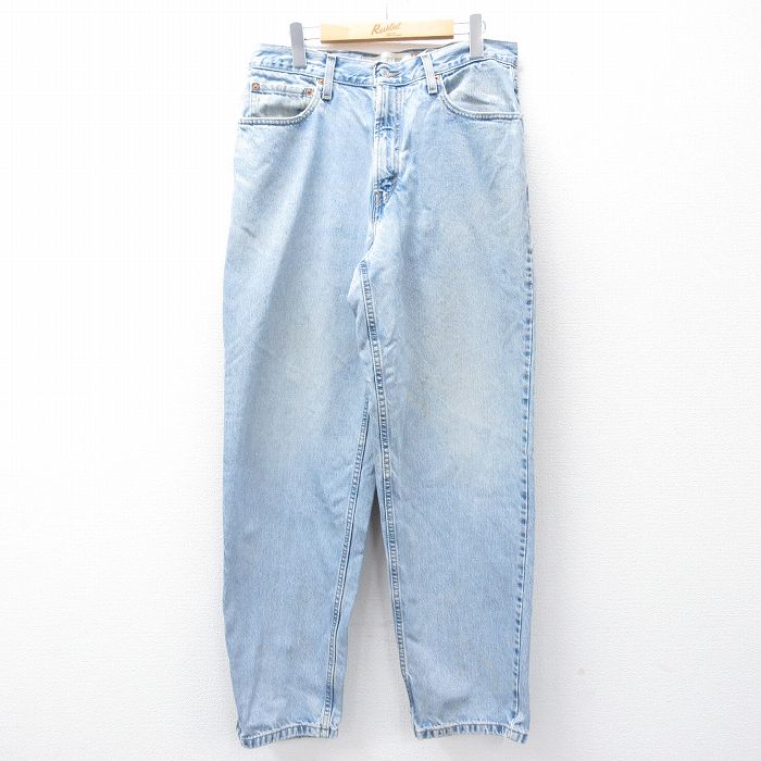 W33★古着 リーバイス Levis 560 ジーンズ メンズ テーパード コットン 薄紺 ネイビー デニム 25aug07 中古 ボトムス ジーパン Gパン ロング パンツ
