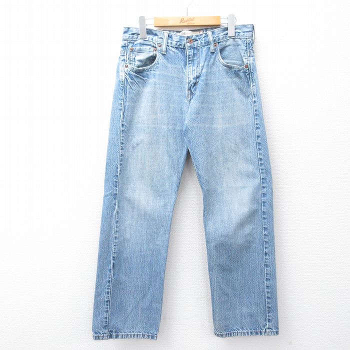 W30★古着 リーバイス Levis 569 ジーンズ メンズ ヒゲ コットン 紺 ネイビー デニム 25aug07 中古 ボトムス ジーパン Gパン ロング パンツ