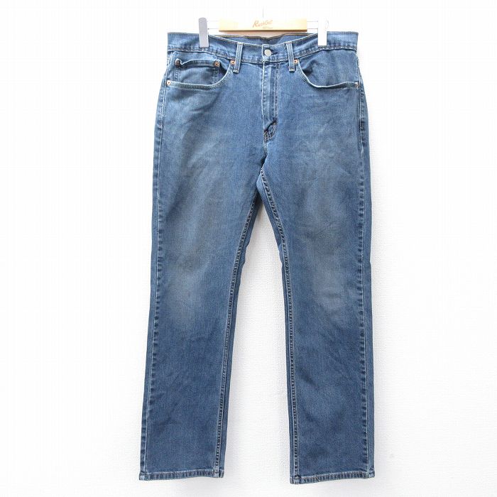 W35★古着 リーバイス Levis 569 ジーンズ メンズ ヒゲ 紺 ネイビー デニム 25aug07 中古 ボトムス ジーパン Gパン ロング パンツ