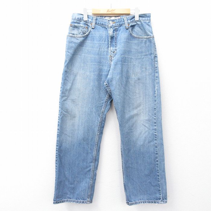 W32★古着 リーバイス Levis 569 ジーンズ メンズ ヒゲ コットン 紺 ネイビー デニム 25aug07 中古 ボトムス ジーパン Gパン ロング パンツ