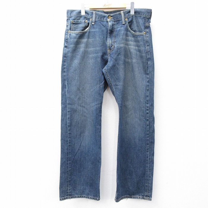 W36★古着 リーバイス Levis 569 ジーンズ メンズ ヒゲ コットン 紺 ネイビー デニム 25aug07 中古 ボトムス ジーパン Gパン ロング パンツ