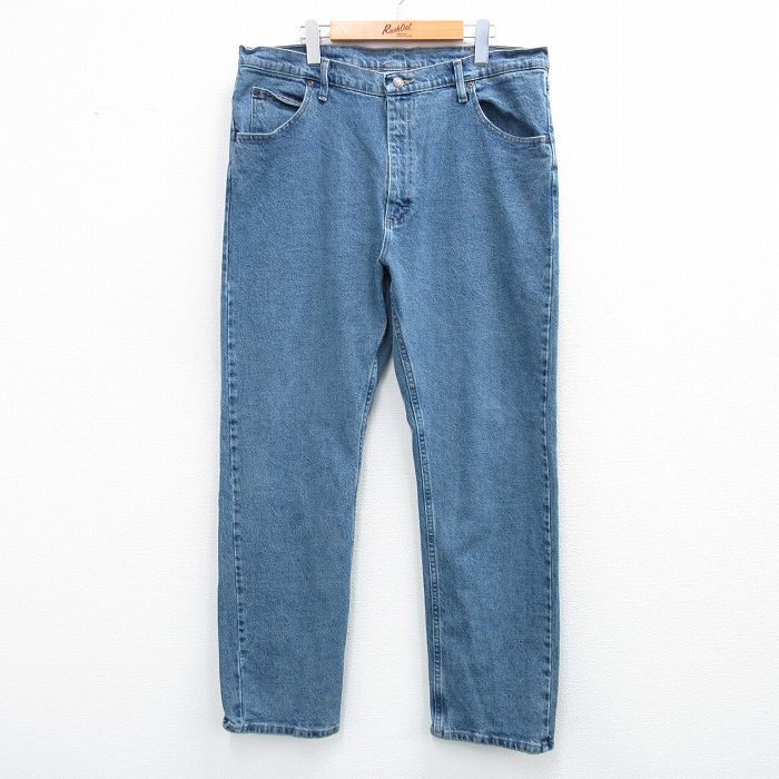 W38★古着 ラングラー Wrangler ジーンズ メンズ 紺 ネイビー デニム 25aug07 中古 ボトムス ジーパン Gパン ロング パンツ
