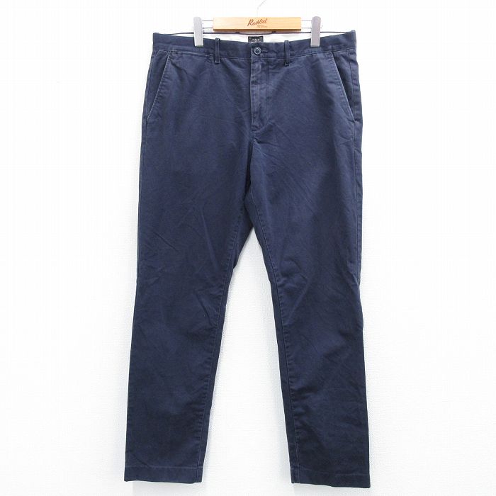 W36★古着 ジェイクルー J.CREW パンツ メンズ コットン 紺 ネイビー 25aug07 中古 ボトムス ロング
