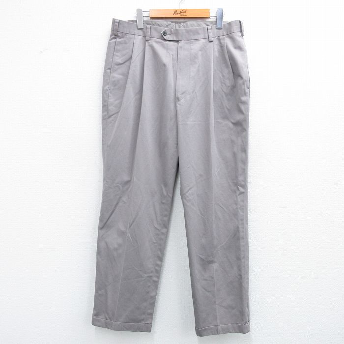 W35★古着 JOS A BANK パンツ メンズ コットン グレー 25aug07 中古 ボトムス ロング