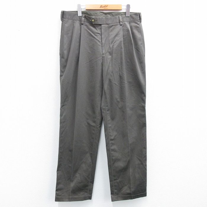 W35★古着 JOS A BANK パンツ メンズ コットン 濃グレー系 25aug07 中古 ボトムス ロング