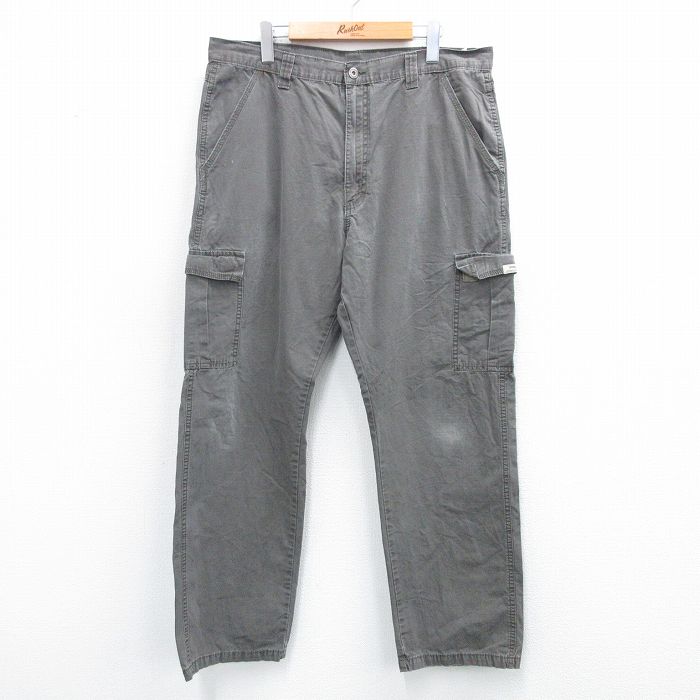 【20%OFF】W36★古着 ラングラー Wrangler カーゴ パンツ メンズ リップストップ コットン 濃グレー系 25aug07 中古 ボトムス ロング