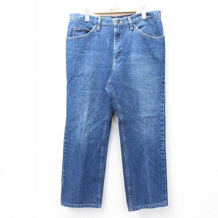 W36★古着 リー Lee ジーンズ メンズ コットン 紺 ネイビー デニム 25aug08 中古 ボトムス ジーパン Gパン ロング パンツ