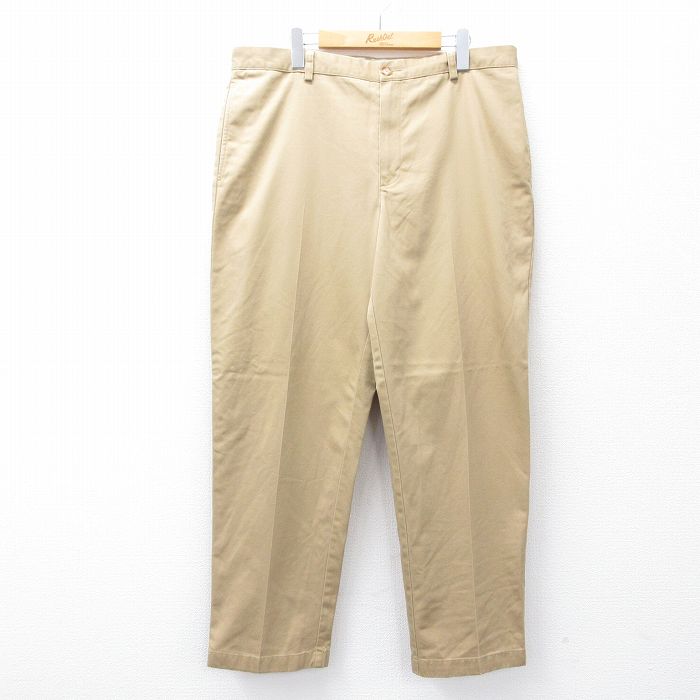 W36★古着 エルエルビーン LLBEAN パンツ メンズ 00年代 00s コットン ベージュ カーキ 25aug08 中古 ボトムス ロング