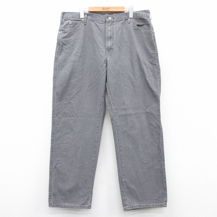 W38★古着 ディッキーズ Dickies パンツ メンズ ダック地 コットン グレー 25aug08 中古 ボトムス ロング