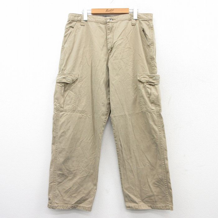W36★古着 ラングラー Wrangler カーゴ パンツ メンズ コットン ベージュ カーキ 25aug08 中古 ボトムス ロング