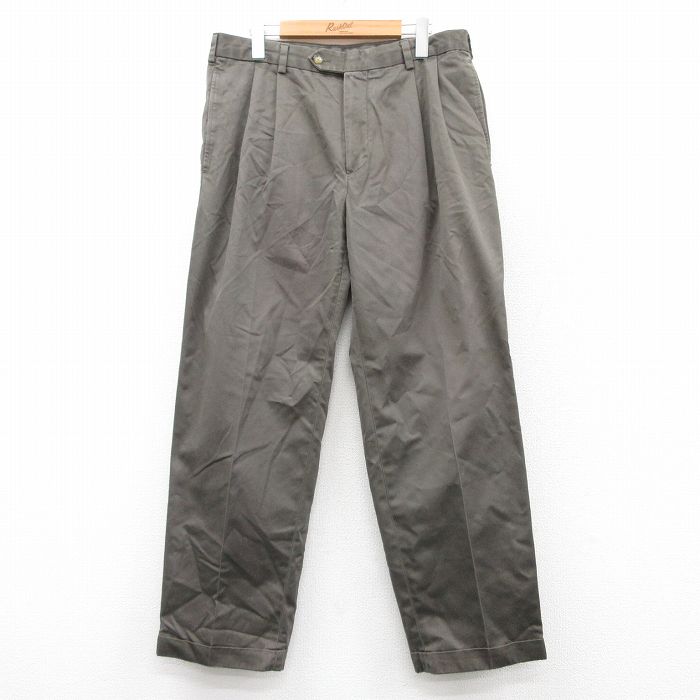 【50%OFF】W34★古着 JOS A BANK パンツ メンズ コットン グレー系 25aug08 中古 ボトムス ロング