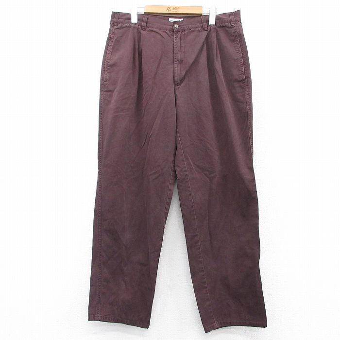 W36★古着 パンツ メンズ 90年代 90s コットン 茶 ブラウン 25aug13 中古 ボトムス ロング