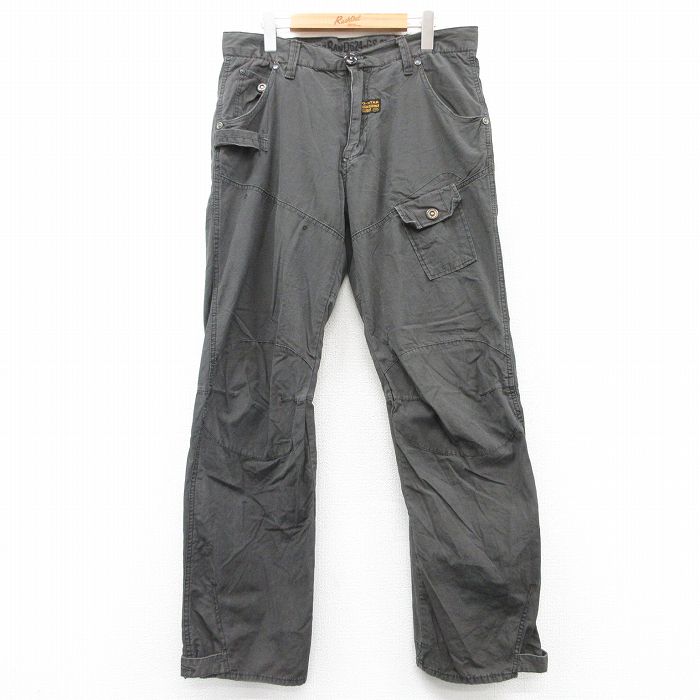 W34★古着 パンツ メンズ リップストップ 濃グレー系 25aug13 中古 ボトムス ロング