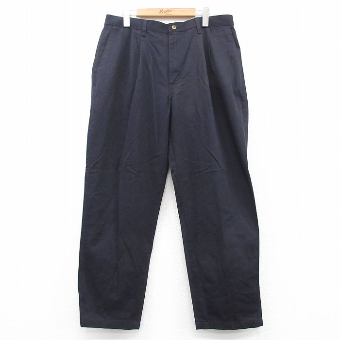【50%OFF】W36★古着 ラングラー Wrangler パンツ メンズ コットン 紺 ネイビー 25aug13 中古 ボトムス ロング
