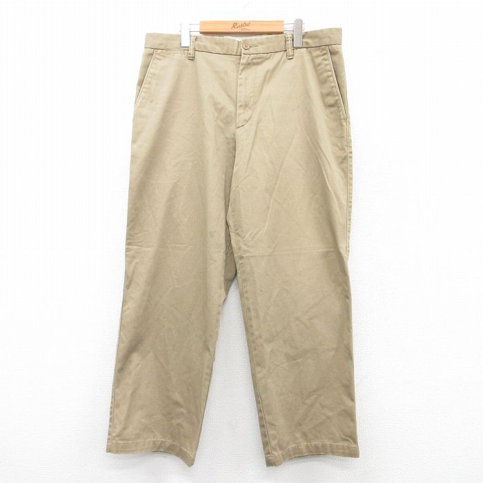 W36★古着 ドッカーズ パンツ メンズ ワンポイントロゴ コットン ベージュ カーキ 25aug13 中古 ボトムス ロング