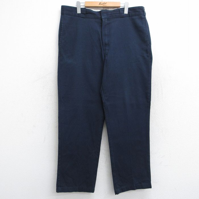 W37★古着 ディッキーズ Dickies ワーク パンツ メンズ 874 紺 ネイビー 25aug13 中古 ボトムス ロング