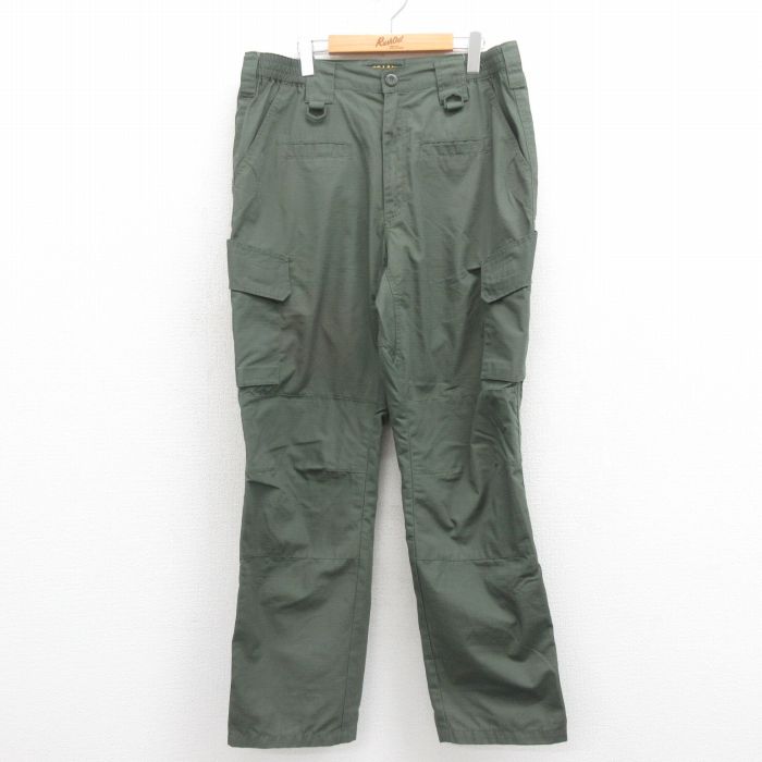 W35★古着 カーゴ パンツ メンズ リップストップ 緑 グリーン 25aug13 中古 ボトムス ロング