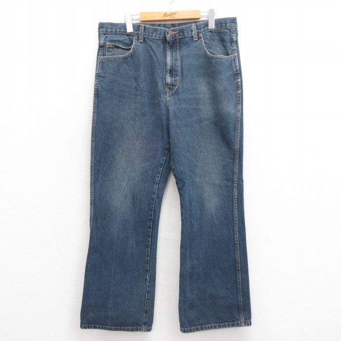 【20%OFF】W37★古着 ジーンズ メンズ コットン 濃紺 ネイビー デニム 25aug13 中古 ボトムス ジーパン Gパン ロング パンツ