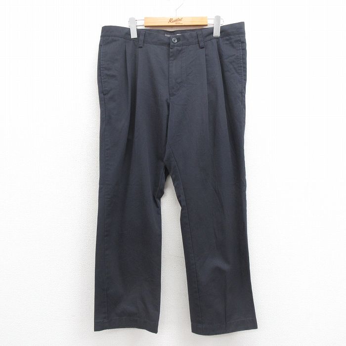 W35★古着 バンヒューセン パンツ メンズ コットン 濃紺系 ネイビー 25aug13 中古 ボトムス ロング