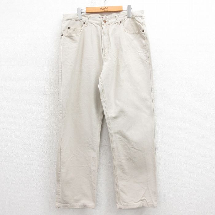 W36★古着 ビッグマック BIG MAC パンツ メンズ ダック地 コットン 薄ベージュ カーキ 25aug18 中古 ボトムス ロング