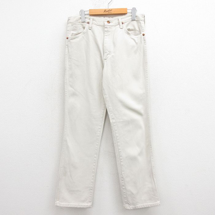 W33★古着 ラングラー Wrangler ジーンズ メンズ 90年代 90s コットン USA製 薄ベージュ カーキ デニム 【spe】 25aug18 中古 ボトムス ジーパン Gパン ロング パンツ