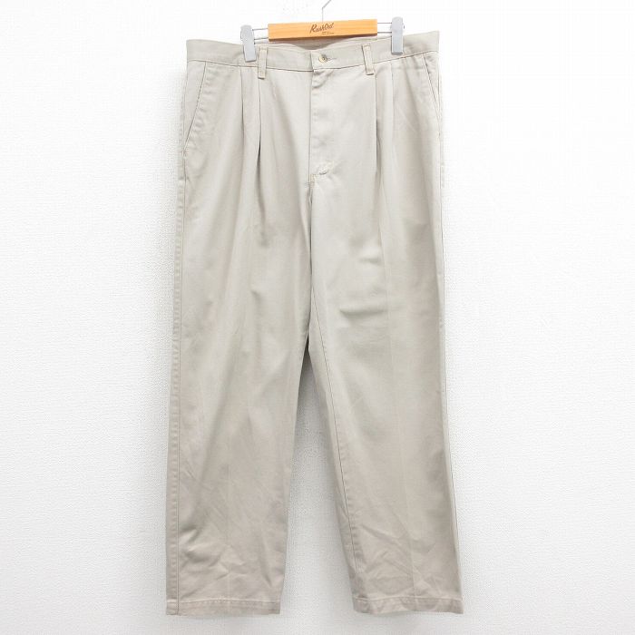 W38★古着 ラングラー Wrangler パンツ メンズ コットン ベージュ カーキ 25aug18 中古 ボトムス ロング