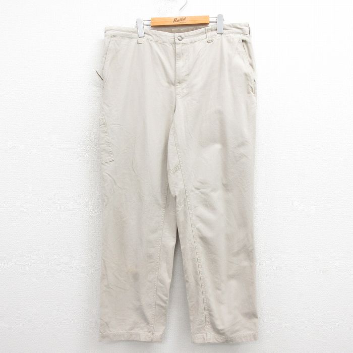 【50%OFF】W38★古着 コロンビア COLUMBIA パンツ メンズ ダック地 コットン 薄ベージュ カーキ 25aug18 中古 ボトムス ロング