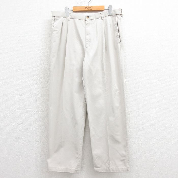 【50%OFF】W36★古着 HAGGAR パンツ メンズ コットン 薄ベージュ カーキ 25aug18 中古 ボトムス ロング