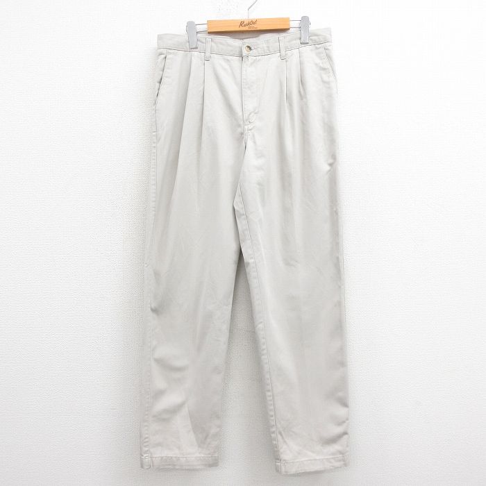 W34★古着 ラングラー Wrangler パンツ メンズ コットン 薄ベージュ カーキ 25aug18 中古 ボトムス ロング