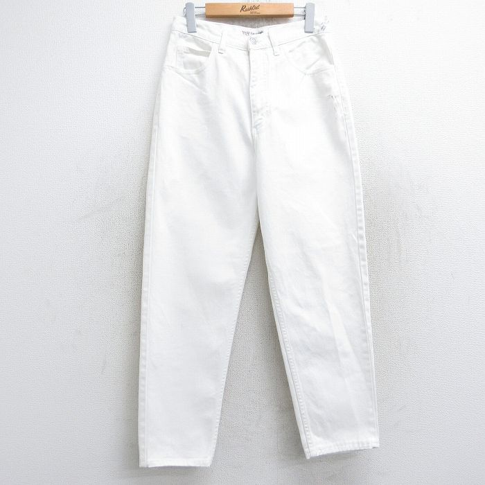 W30★古着 ゲス GUESS ブランド ジーンズ メンズ 90年代 90s テーパード コットン USA製 白 ホワイト デニム 【spe】 25aug18 中古 ボトムス ジーパン Gパン ロング パンツ