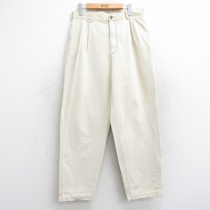 W33★古着 ギャップ GAP パンツ メンズ 00年代 00s テーパード コットン 薄ベージュ カーキ 25aug18 中古 ボトムス ロング