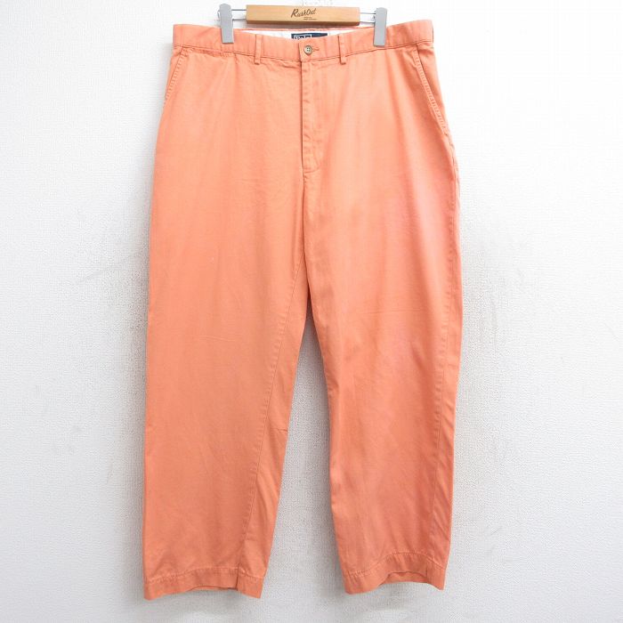 W36★古着 ラルフローレン Ralph Lauren ブランド パンツ メンズ 90年代 90s コットン オレンジ 25aug18 中古 ボトムス ロング
