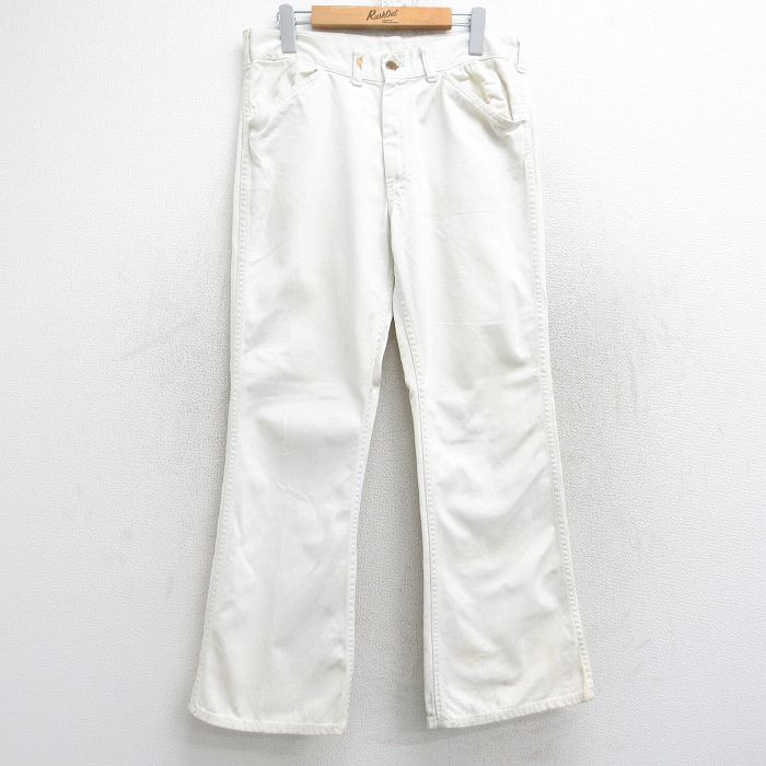 【20%OFF】W32★古着 リー Lee ジーンズ メンズ 80年代 80s フレア USA製 タロン 白 ホワイト デニム 【spe】 25aug19 中古 ボトムス ジーパン Gパン ロング パンツ