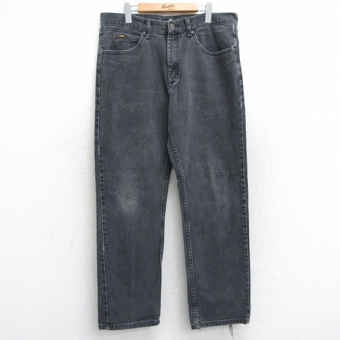 W36★古着 リー Lee ジーンズ メンズ コットン 黒 ブラック デニム 25aug19 中古 ボトムス ジーパン Gパン ロング パンツ