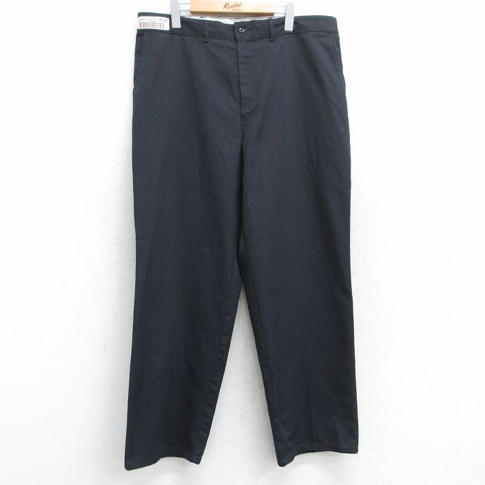 W38★古着 ワーク パンツ メンズ 黒 ブラック 25aug19 中古 ボトムス ロング