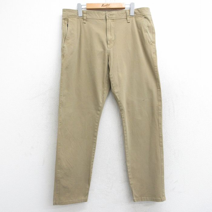 W36★古着 ドッカーズ パンツ メンズ ワンポイントロゴ ベージュ カーキ 25aug19 中古 ボトムス ロング