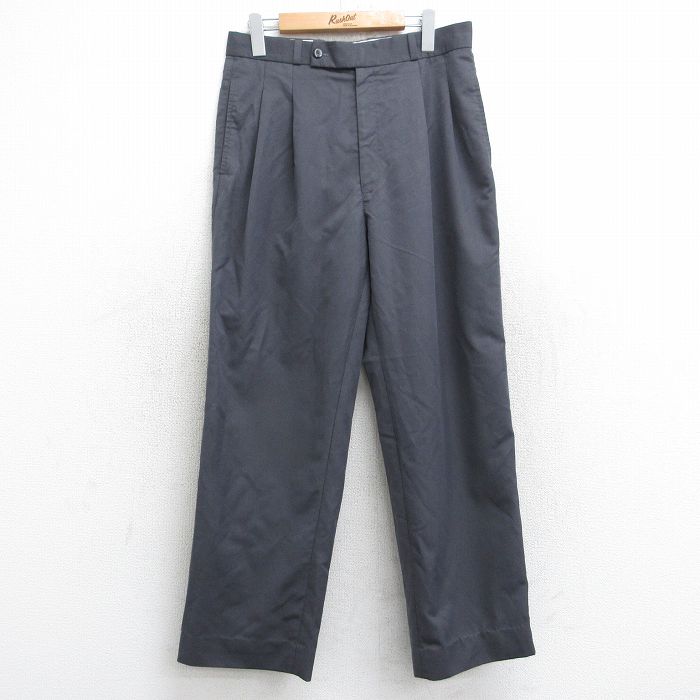 W30★古着 スラックス パンツ メンズ 濃グレー 25aug19 中古 ボトムス ロング