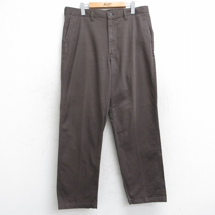 【20%OFF】W35★古着 リー Lee パンツ メンズ コットン 茶 ブラウン 25aug19 中古 ボトムス ロング