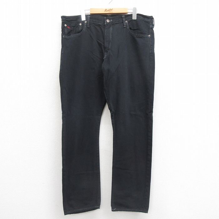 W38★古着 ラルフローレン Ralph Lauren ブランド ジーンズ メンズ コットン 黒 ブラック デニム 25aug19 中古 ボトムス ジーパン Gパン ロング パンツ