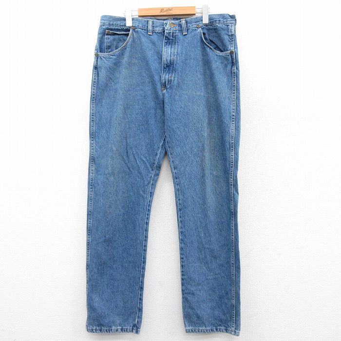 【20%OFF】W37★古着 ラングラー Wrangler ジーンズ メンズ 80年代 80s USA製 紺 ネイビー デニム 25aug20 中古 ボトムス ジーパン Gパン ロング パンツ