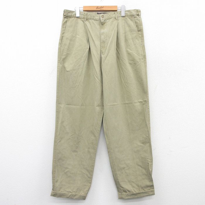 W36★古着 リー Lee パンツ メンズ コットン ベージュ系 カーキ 25aug20 中古 ボトムス ロング